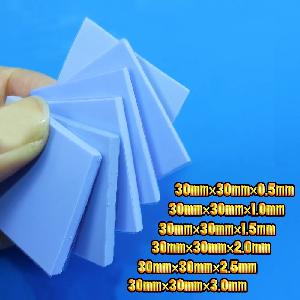 

JCD New GPU CPU Heatsink Cooling Conductive Silicone Pad 30mm*30mm*0.5/1.0/1.5/2.0/2.5/3.0mm Thermal Pad high quality