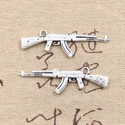 10pcs Charms Machine Gun Assault Rifle ak-47 44x15mm Antique Silver Color Pendants Making DIY Handmade TibetanJewelry