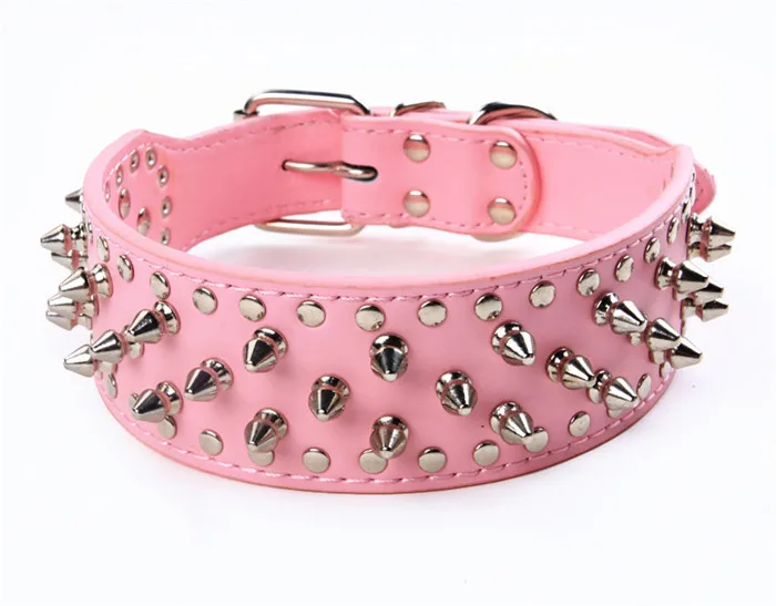 2inch Wide large dog Spiked Studded Leather Dog Collars 5*51-66cm For Medium Large Breeds Pitbull Mastiff Boxer Bully 3 colors