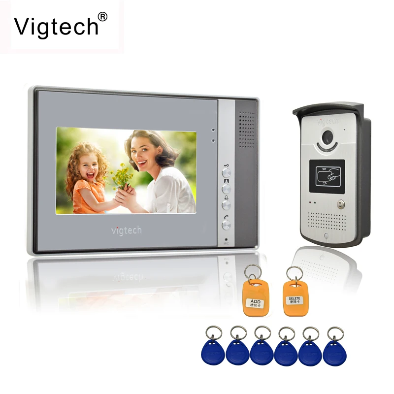 

Vigtech Home 7" LCD monitor Speakerphone intercom Color Video Door Phone doorbell access Control System doorphone free shipping