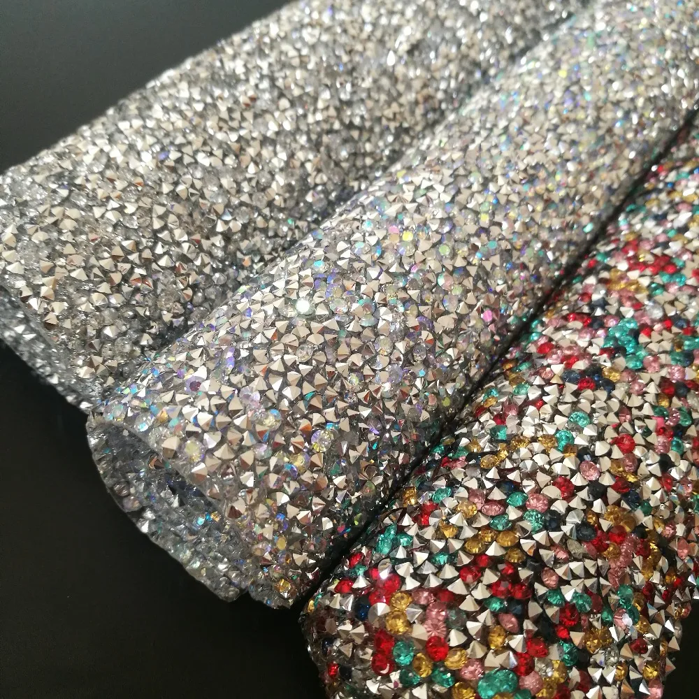 24*40cm Hotfix resin Rhinestones Mesh Trim Crystal Fabric Sheet Strass Appliques Banding patch For Dress Jewelry DIY Accessories