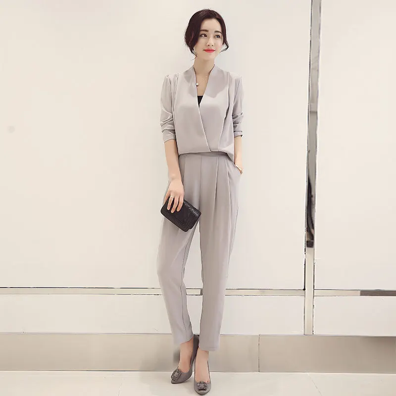 SWYIVY Women's Jumpsuit Ankle Length Pants Detachable 2018 Slim Female Leisure Trousers Big Size Womans Bodysuits Long Sleeve