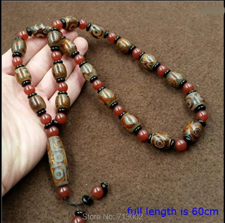 Nature Tibetan Dzi Buddhism Agate Prayer Bead 9*Eyes Dzi Pendant 3*Eyes Dzi Necklace