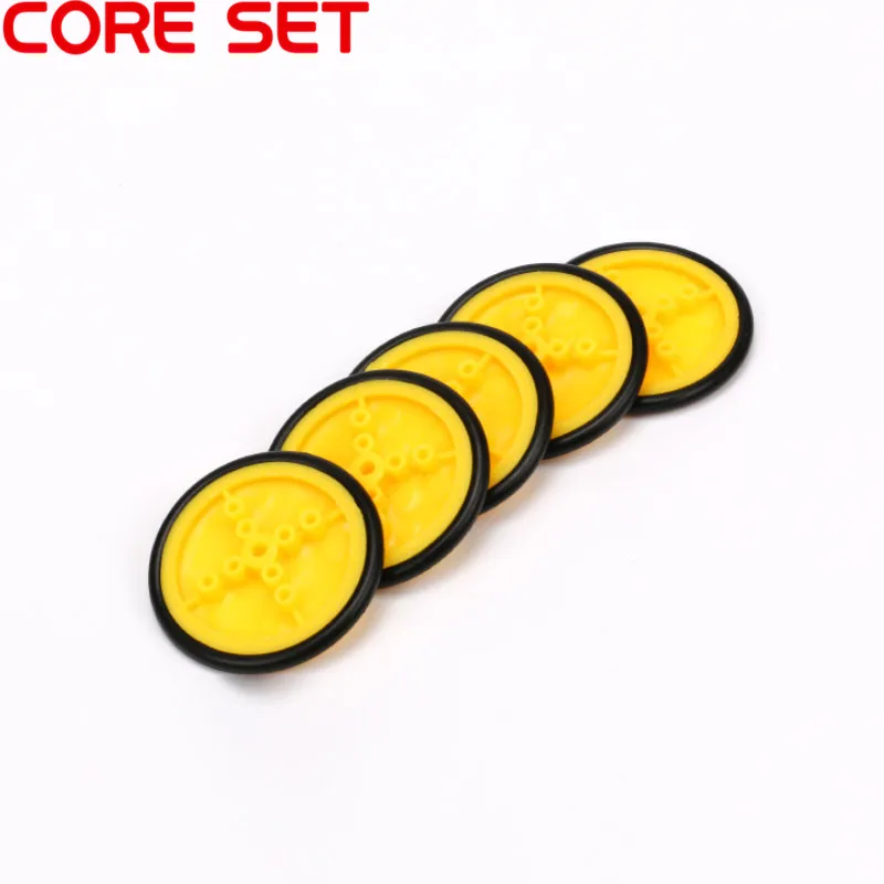 10PCS/Lot Small Smart Car Yellow Wheel Tire Chassis Plastic Robot Chassis Rubber Chassis Wheel for Toy car tires DC Motor