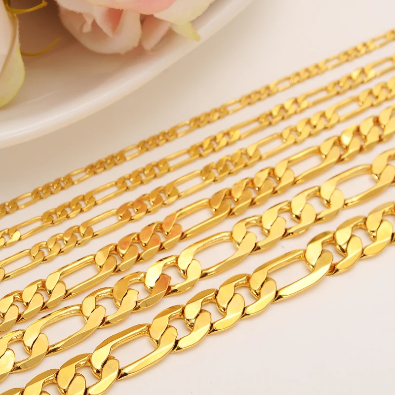 Bangrui 3mm 4mm 5mm 6mm 7mm 9mm 10mm Width Fashion Classic Yellow Color Chain Necklace braceletFashion Jewelry