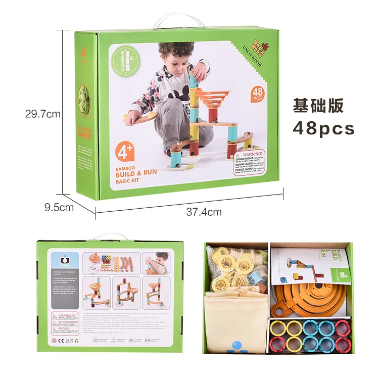 Children's Marbles and Ball Track Sets Creative Blocks Track Toys DIY Puzzle Bamboo build Run jumbo Kit Micro Blocks Fantasy