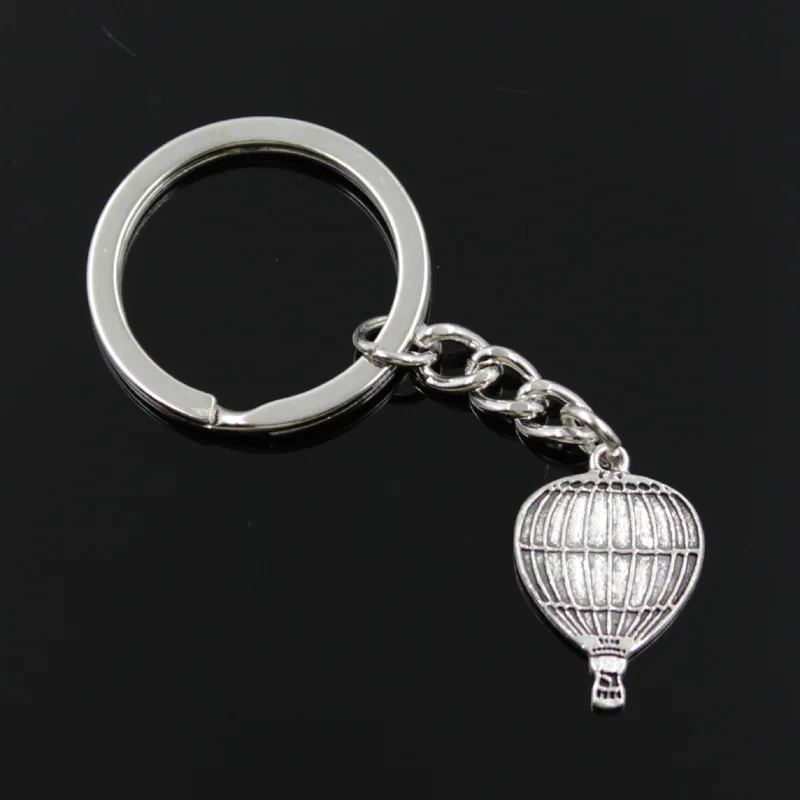 New Fashion Men 30mm Keychain DIY Metal Holder Chain Vintage Hot Air Balloon 24x16mm Silver Color Pendant Gift