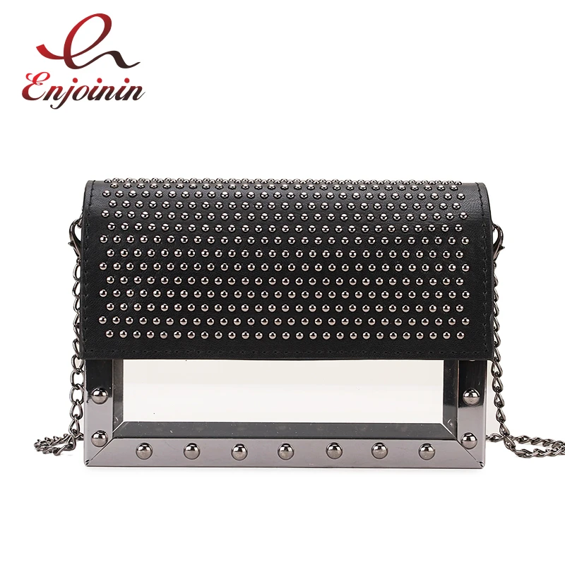 

New Arrival Small Rivet Design Acrylic Female Box Style Shoulder Bag Crossbody Mini Bag Party Clutch Bag Women Handbag Purse