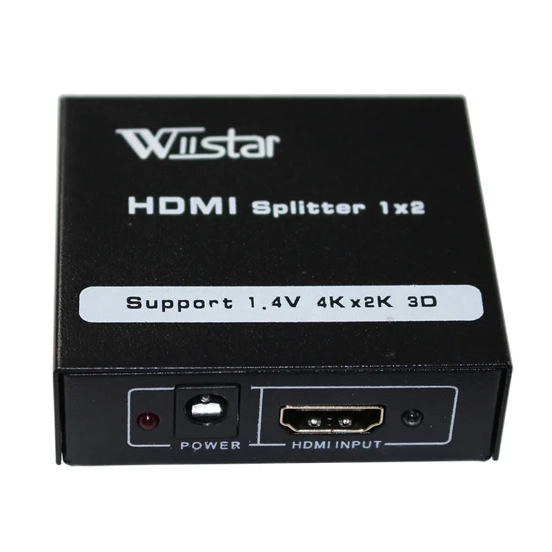 Wiistar 1080P 2 Ports HDMI Splitter 1.4 HDMI Splitter 3D 1 x 2 HDMI Splitter 5V Power Supply 1 In 2 Out Switcher For HDTV