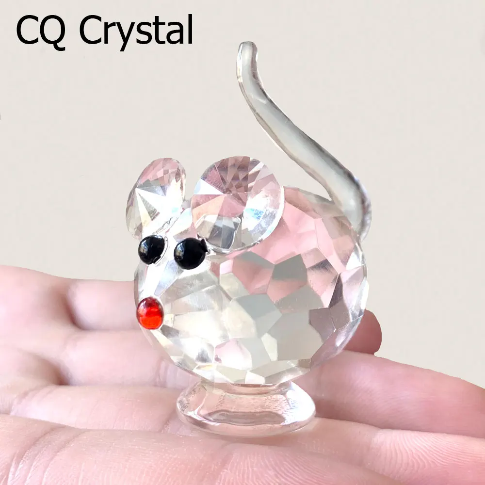 Crystal Cute Mouse Lovely Animal Figurines Glass Ornament Home Table Decorations Great Kids Favor Christmas Gifts