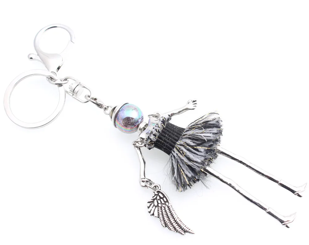 Cute Big Brand Genuine Tassels Angel wings Car Ornaments Key Chain For  Women Girl Decorative Keychain Charm Pendant Accessories