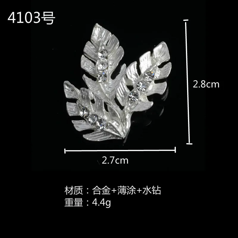 50pcs/lot New Silver Color Clear Crystal Leaf Charms Pendant Fanshion Jewelry Findings Handmade Craft