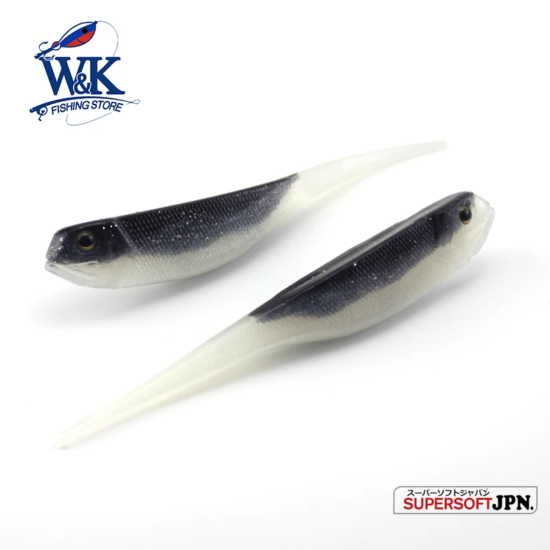 WK Artificial Drop Shot Lures 13 cm Soft Lure Walleye Zander Salmon Bass Fishing Lure 4pcs/pk Pin Tail Bait Soft Fishing Lures