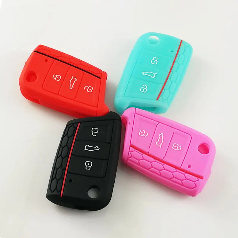 Ceyes Silicone Car Styling Cover Case For Skoda Octavia A5 Fabia Superb Yeti Rapid Citigo 3 Buttons Fold Accessories Car-Styling