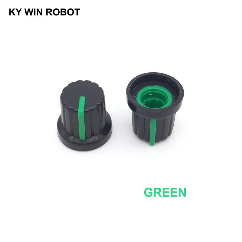 10PCS /lot Green Volume Control Rotary Knobs For 6mm Dia Knurled Shaft Potentiometer Durable