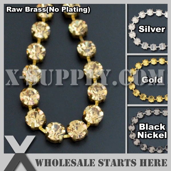

SS47 Handmade Round Rhinestone Cup Chain for Jewelry,DIY,Golden Amber Rhinestones