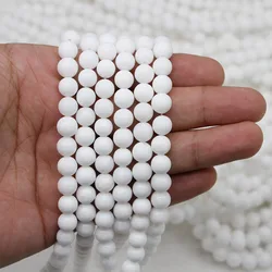 1strand/lot Natural Stone White Porcelain Jades Round Loose Spacer Beads 4 6 8 10 12 mm For Jewelry Making Findings DIY Bracelet