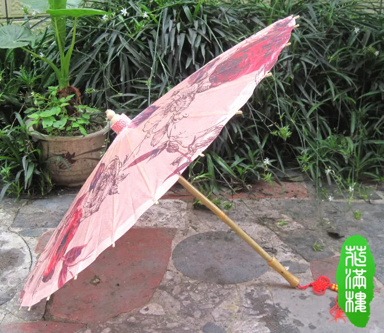 Dia 50CM Chinese Handmade Romantic Red Roses Picture Small Oiled Paper Umbrella for Child Parasol Decoration Gift Dance Umbrella