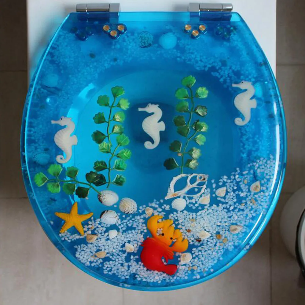 48*38 Cm Bermutu Tinggi Biru Muda Yang Indah Resin Toilet Kursi Penutup