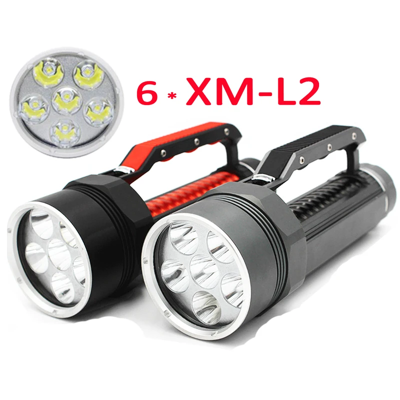 Diving Light 6 x L2 7200LM Diving flashlight Waterproof lamp Scuba Underwater 100M work torch + 2x 32650 batteries +Charger