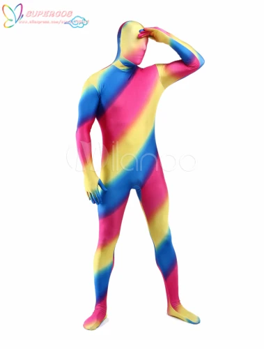 High Quality Halloween Carnival Party Unisex Stripe Multicolor Zentai Suits