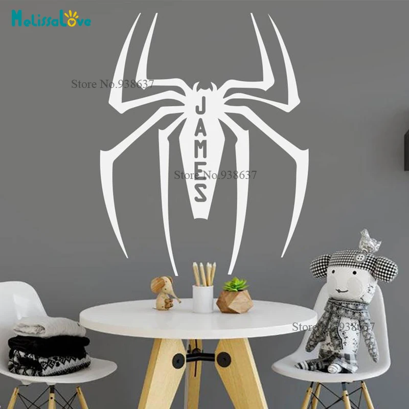 Personalized Spider Lover Animal Theme Wall Sticker Baby Cool Boy Room Decal Wallpaper Nursery Decor Home Decoration BA061