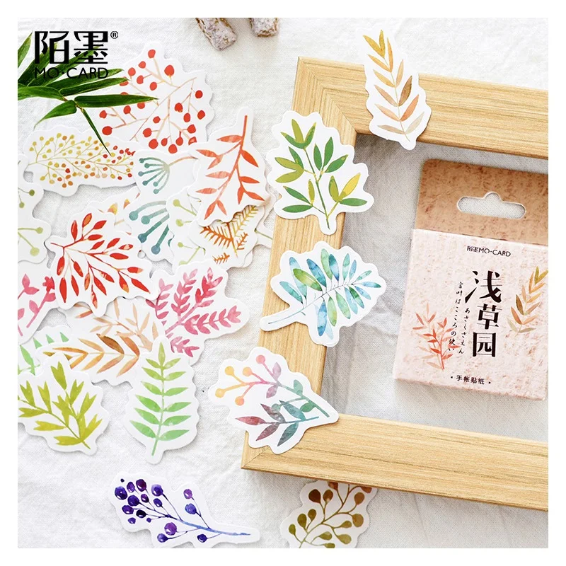 45 Pcs/Set Colourful Leaves Flowers Series Mini Paper Sticker DIY Diary Scrapbooking Stickers Christmas Decoration