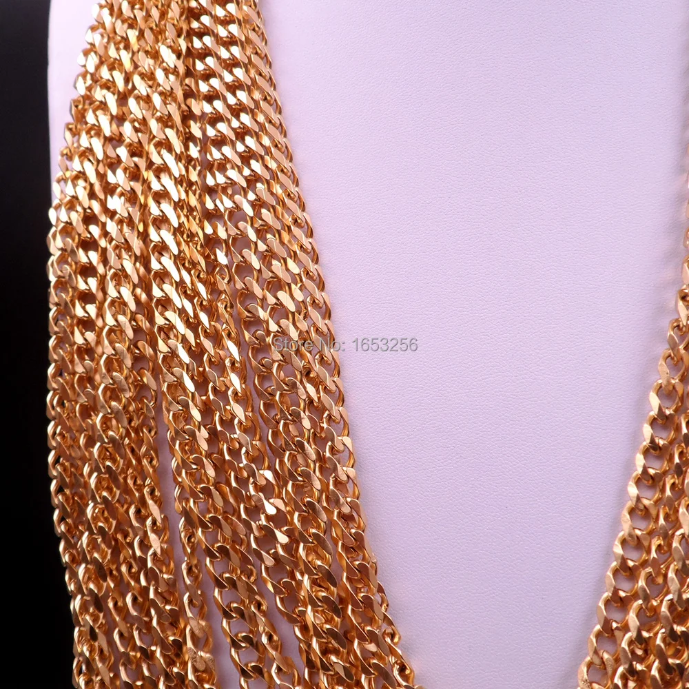 Lot of 3 Meter Choose 5mm /8mm Gold Stainless Steel Fashion Curb  Link Chain Jewelry Finding /Marking Chain DIY Necklace