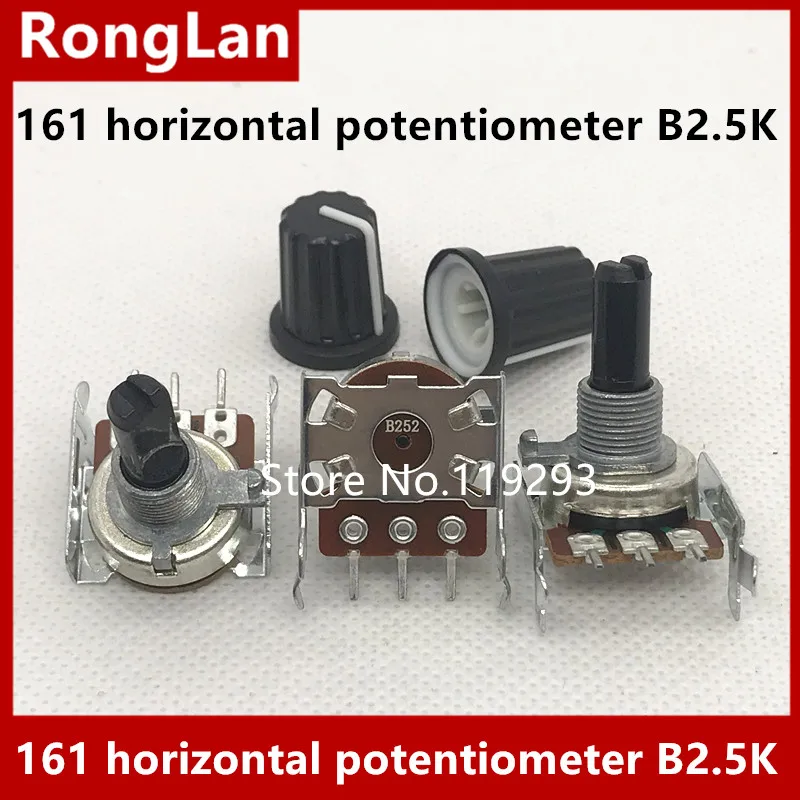 [BELLA]166C mixer potentiometer 161 horizontal single coupling potentiometer B2.5K B252 shank 20MMF+knob--10PCS/LOT