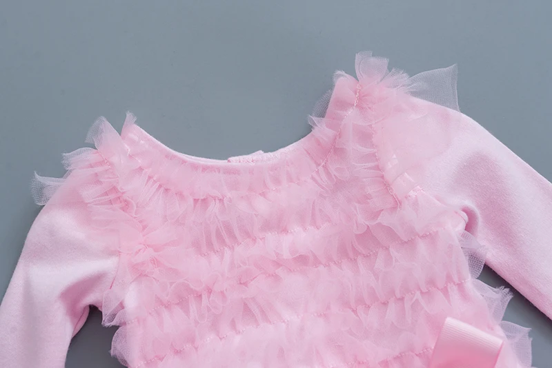 Ruffles Baby Girl Party Dress Autumn Long Sleeve Kids Girls Lace Princess Dresses for Newborn Clothing Sets