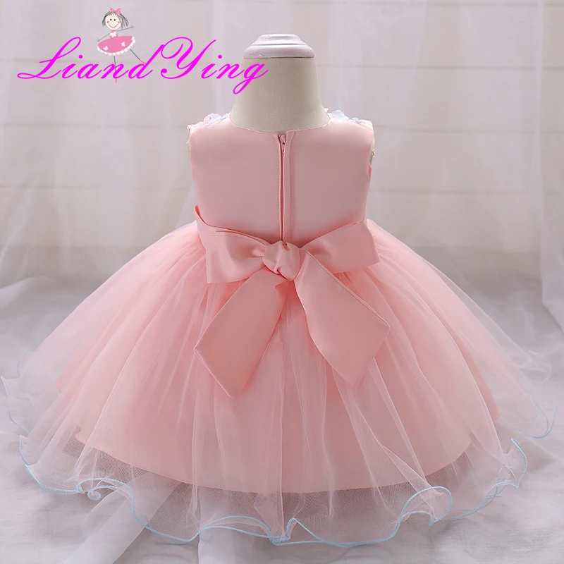 زهرة طفلة 1 سنة عيد ميلاد حزب اللباس الاطفال الملابس فتاة الرضع حزب الطفل المعمودية التعميد أثواب اللباس #2