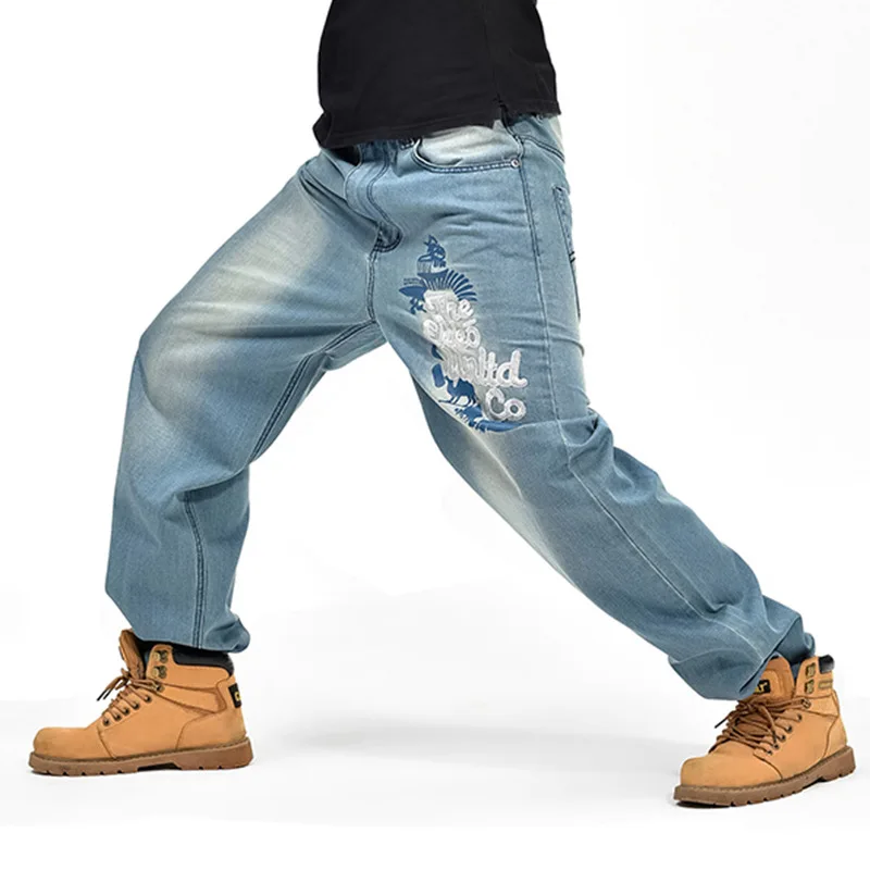 Embroidery Baggy Jeans Men Denim Pants Loose Streetwear Jeans Hip Hop Casual Skateboard Pants for Men Plus Size Trousers S097