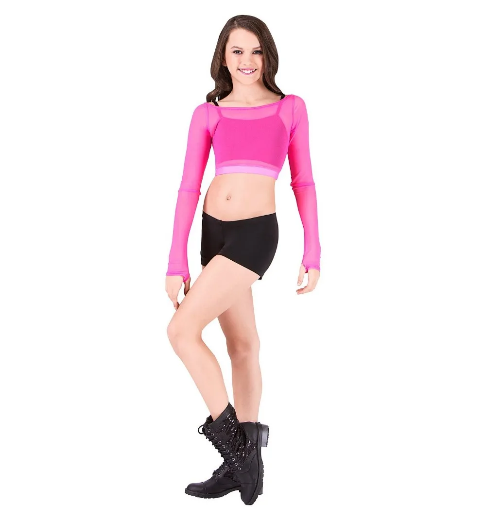 Short de danse en Spandex noir pour filles, taille basse, en Lycra, pour Performance sur scène, entraînement, gymnastique