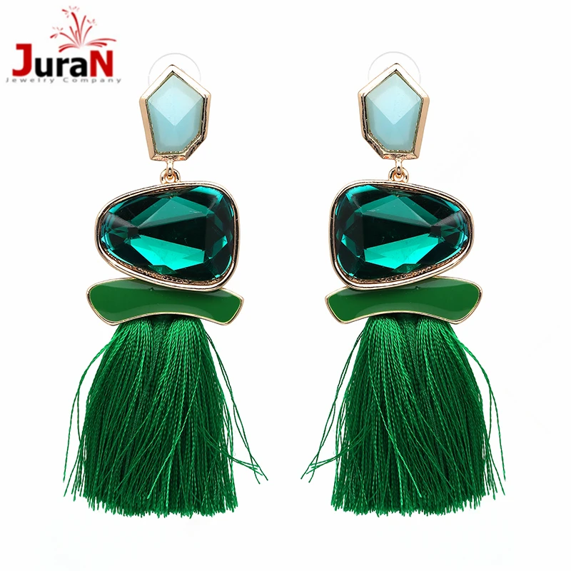 JURAN New Fringed Statement Drop Earrings Wedding Tassel Multicolored Hot Fashion STUD Earrings Jewelry Women 2024 Trend