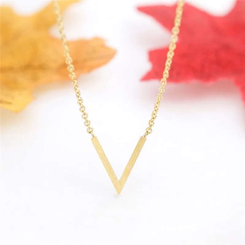 Simple V NecklaceWomen Fashion Jewelry Initial Necklaces Stainless Steel Ketting Friendship Gifts Collier Femme Bijoux