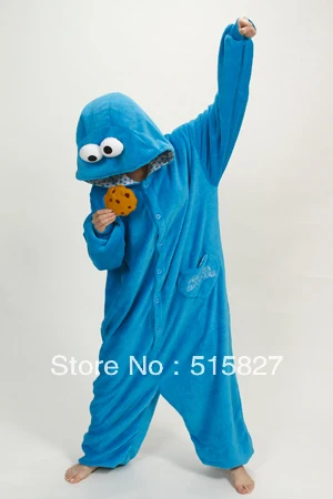 New Adult Unisex Animal Cookie Monster Pajamas Sleepsuit Onesie Sleepwear