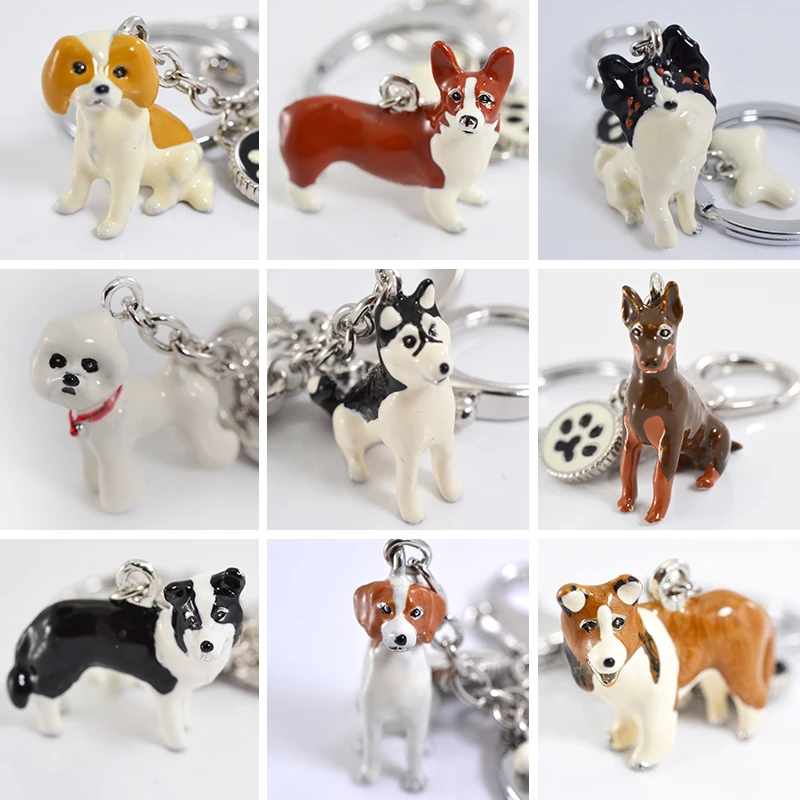 Keychains 3D Pet Hand-painted Dog Craft Cute gift Key Ring Dog lovers Dachshund Keychains pet Animal Car Keychain Jewelry Woman