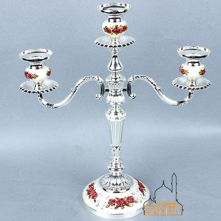 Russian c Candlestick retro romantic candle table three head ornaments creative metal wedding room decor