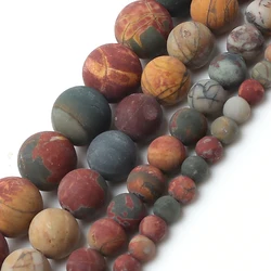 Natural Stone Dull Polish Matte Picasso Jasper Round Spacer Beads For Jewelry Making Diy Bracelet Necklace 4/6/8/10mm 15 Inches