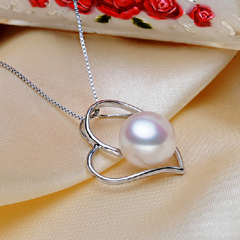 ZHBORUINI 2019 New Pearl Necklace Pearl Jewelry Natural Pearl Love Heart Pendants 925 Sterling Silver Jewelry For Women Gift