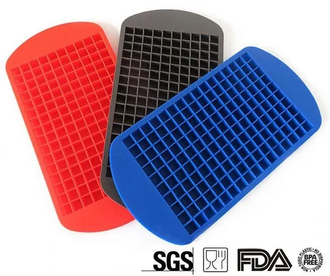 

Eco-friendly Food Grade 160 Cavity Silicone Ice Cube Tray Mini Ice Cubes Small Square Mold Ice Maker