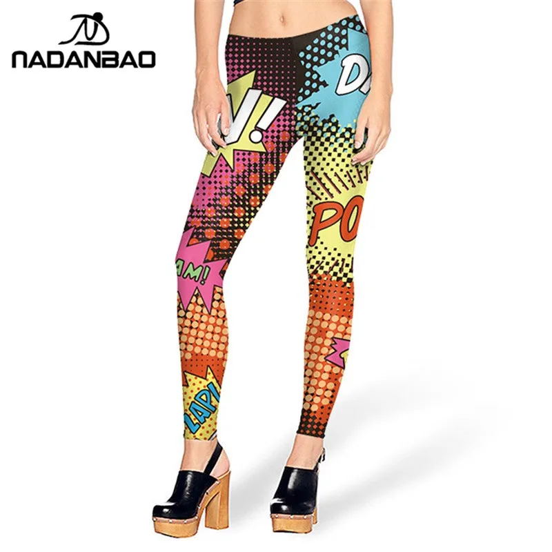 NADANBAO تصميم جديد Leggins موضة مطاطا الكتابة على الجدران رذاذ الرقمية Leggins المطبوعة النساء طماق النساء السراويل