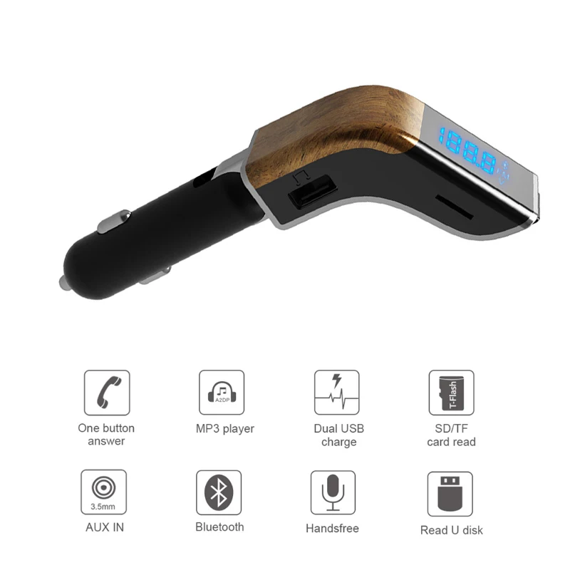  Bluetooth Car Kit Handsfree FM Transmitter Wireless Music MP3 Player Support TF Card/U Disk HD voltage detection display