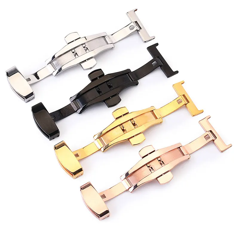 Edelstahl-Uhrenverschluss Doppel-Druck-Schmetterlingsverschluss 18mm 20mm 22mm 24mm 14/16mm Uhrenzubehör UTHAI – Detail 2