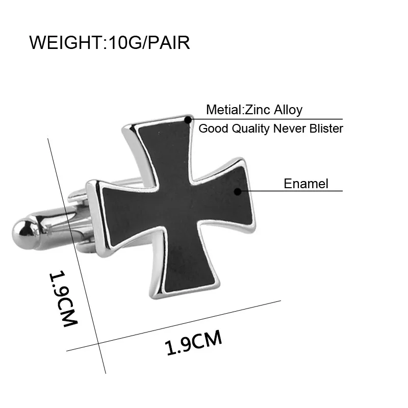 Black Cross Enamel Cufflinks For Men French Shirt Male Fashion Design Zinc Alloy Cuff Link Jewelry Wedding Business Xmas Gifts