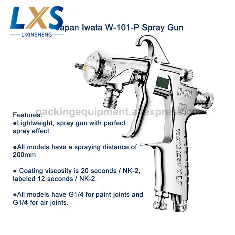 Japan Iwata Spray Gun W-101-S Stainless Steel 1.0,1.3,1.5,1.8mm Furniture Cars Painting Paint Sprayer Pneumatic Spray Gun