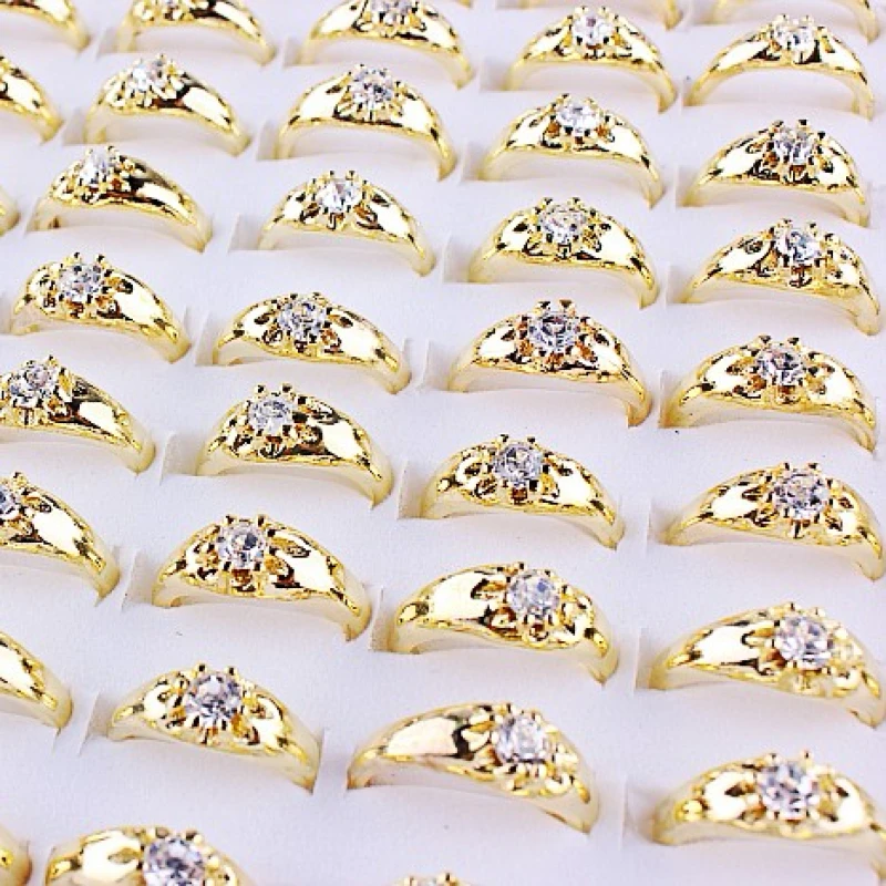 QianBei-Crystal Rhinestone Wedding Rings for Women, Mixed Fashion Jewelry, New Style, Hot, Wholesale, 50Pcs Set