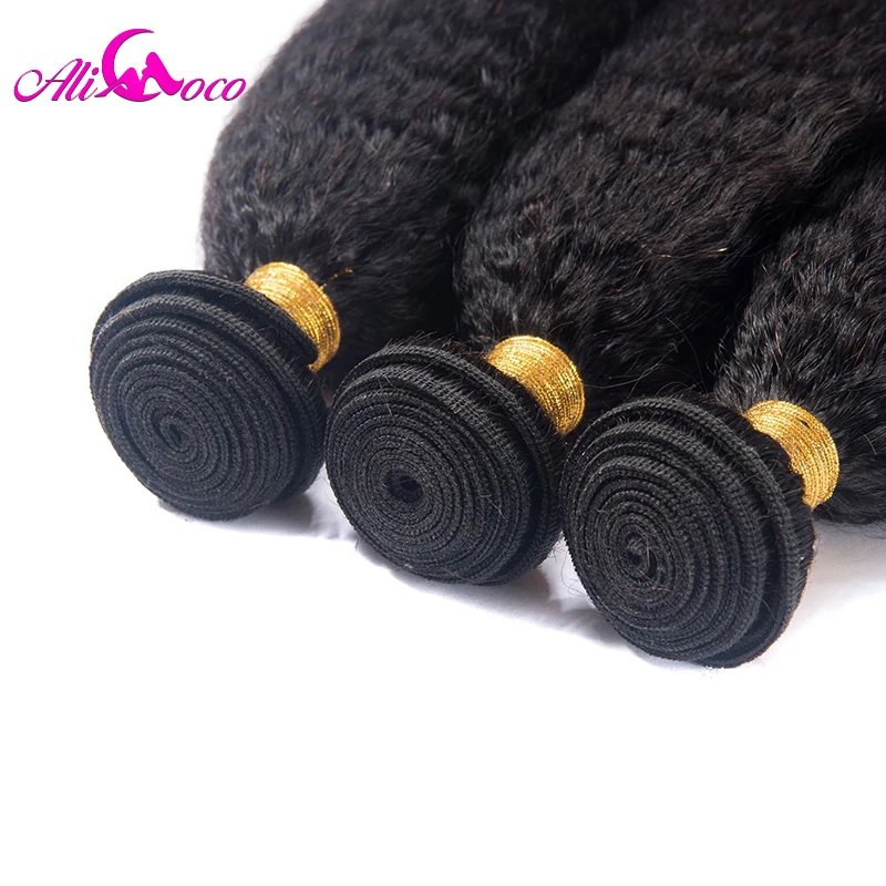 Ali Coco Peruvian Kinky Straight Hair Bundles 1/3/4 Bundles 8-28 Inch Human Hair Extensions No Remy Hair