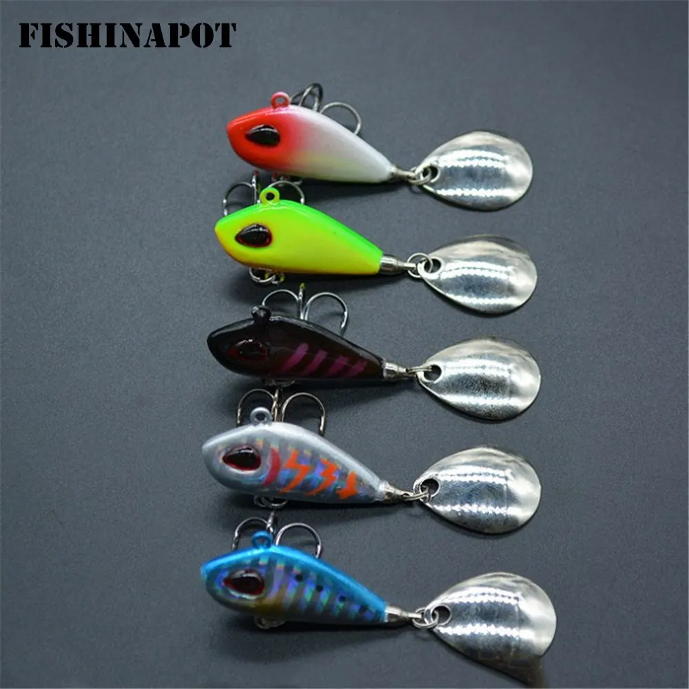 

FISHINAPOT 1PCS 6g/10g/17g/25g Metal VIB Fishing Lure Spinner Sinking Rotating Spoon Pin Crankbait Sequins Baits Fishing Tackle