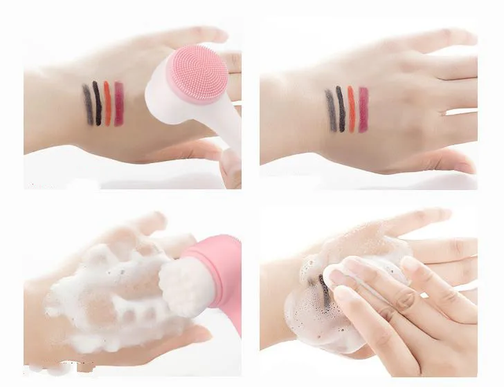 Brosse de nettoyage du visage en Silicone 3D, Portable, Double Face, outil de soins de la peau